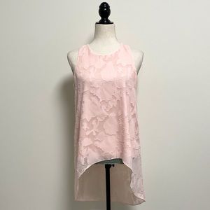 Kaari Blue Floral Appliqué Layer Hi Lo Sleeveless